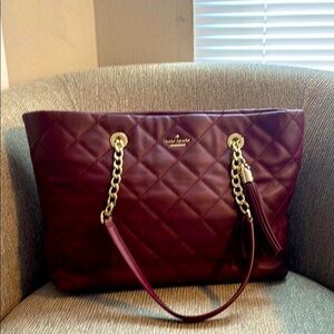 Kate Spade Burgundy Quilted Tote Bag